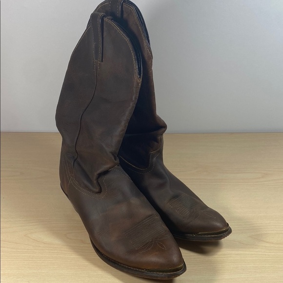 Laredo Brown Cowboy Western Boots Smooth Oiled Leather - Picture 1 of 11